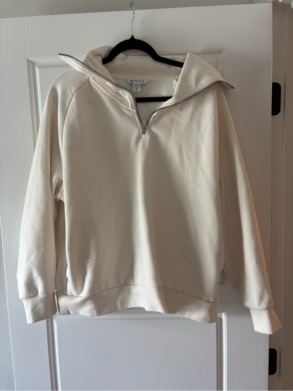 Athleta Cream Half-Zip Hoodie Sweatshirt